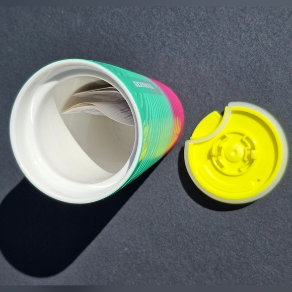 "1,LEFT"NEW,Starbucks ceramic tumbler "Spring 2023 Petunia" fushia/green textur… - Picture 3 of 5